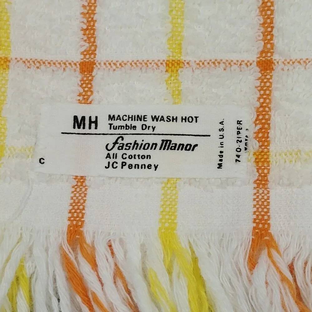 Vintage Fashion Manor JC Penney Kitchen 4 Hand Towel 3 Washcloth Orange Yellow